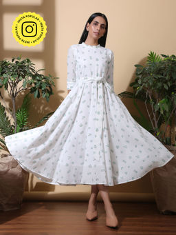 Okhai - Cacti Garden Hand Block Printed Pure Cotton Dress