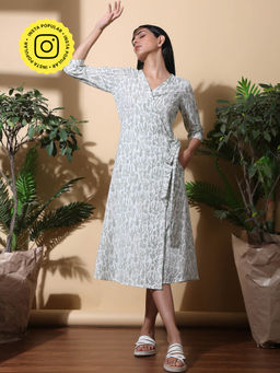 Okhai - Oasis Hand Block Printed Pure Cotton Wrap Dress