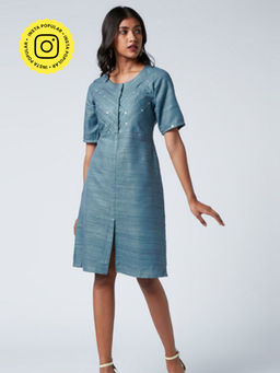 Okhai - Poet Embroidered Matka Silk Dress