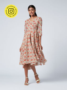 Okhai - Entice Cotton Mul Hand Block Print Dress