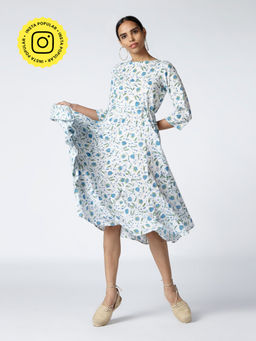 Okhai - Eos Embroidered Cotton Hand Block Printed Dress