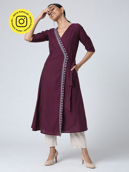 Okhai - Purple 'Arzoo' Pure Cotton Wrap Dress