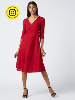 Okhai - Red Heart Cotton Wrap Dress
