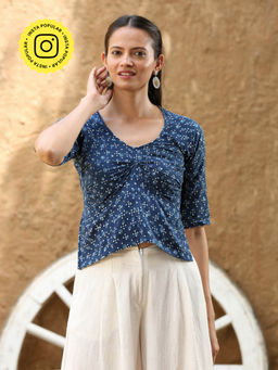 Okhai - Blue Dreams Pure Cotton Indigo Rabari Blouse