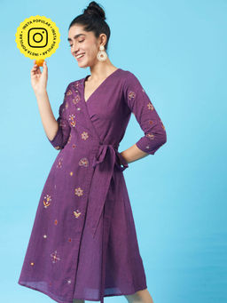 Okhai - Bedazzle Kutch Embroidered Wrap Dress