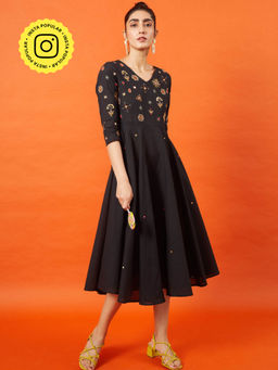 Okhai - Queenlike Kutch Embroidered Flare Dress