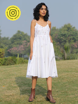 Okhai - Noble Hand Embroidered Organic Cotton Sleeveless Dress