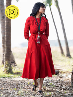 Okhai - Warmth Hand Embroidered Mirror Work Dress