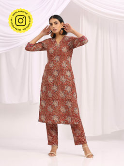 Okhai - Janam Hand Block Printed Kalamkari Kurta Pant (Set of 2)