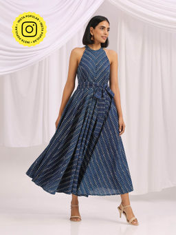Okhai - Blue Oasis Hand Block Printed Cotton Dress