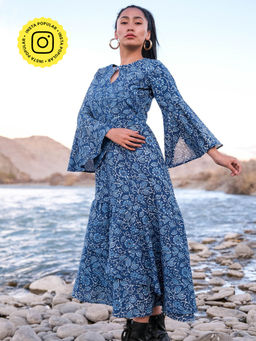 Okhai - Indigo Soul Hand Block Printed Cotton Dress
