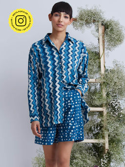 Okhai - Seaway Hand Block Printed Pure Cotton Shorts