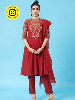 Okhai - Monarch Kutch Embroidered Kurta with Pant & Dupatta (Set of 3)