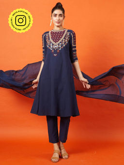 Okhai - Glorious Kutch Embroidered Kurta with Pant & Dupatta (Set of 3)