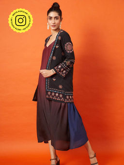 Okhai - Maharani Kutch Embroidered Pure Cotton Long Shrugs