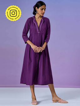 Okhai - Free Spirit' Pure Cotton Hand Embroidered Mirror Work Dress