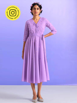 Okhai - Ingenious' Pure Cotton Hand Embroidered Mirror Work Dress (Set of 2)