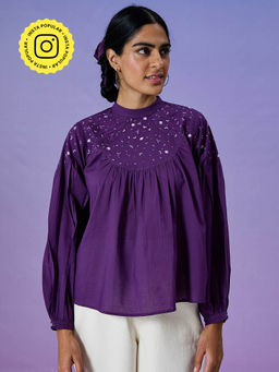 Okhai - Boisterous Pure Cotton Hand Embroidered Top