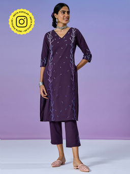 Okhai - Playful Pure Cotton Hand Embroidered Kurta Pant (Set of 2)