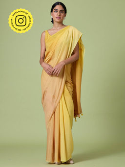 Okhai - Yellow Rose Ombre Modal Muslin Silk Saree