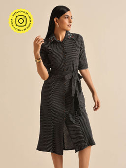Okhai - Diplomatic Pure Cotton Handwoven Hand Embroidered Dress (Set of 2)