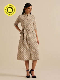 Okhai - Dramatic Pure Cotton Hand Block Printed Dress (Set of 2)