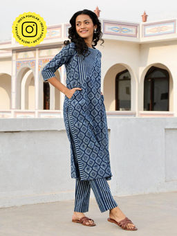 Okhai - Mishmash Hand Embroidered Hand Block Printed Pure Cotton Kurta
