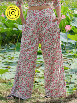 Okhai - Zinnia Zest Handblock Printed Pure Cotton Pant