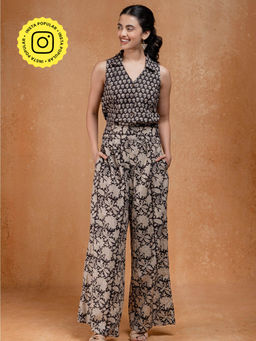 Okhai - Acacia Handblock Printed Pure Cotton Sleeveless Collared Top