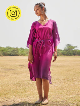 Okhai - Aurora Muslin Modal Ombre Kaftan Dress (Set of 2)