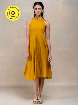 Okhai - Tamarind Hand Embroidered And Mirrorwork Cotton Mul Sleeveless Midi Dress