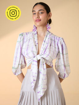 Okhai - Margarita Tie and Dye Modal Silk Front Tie Top