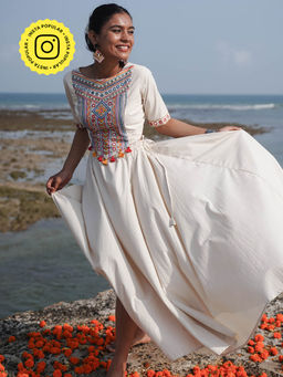 Okhai - Utsav Off White Pure Cotton Skirt