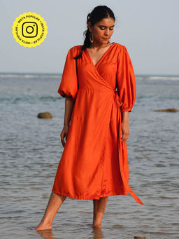 Okhai - Saffron Echo Silk Blend Wrap Dress