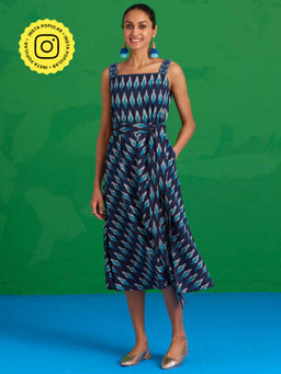 Okhai - Lagunia Hand-Embroidered Ikat Dress with Belt (Set of 2)