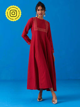 Okhai - Agasthi Bead and Mirror Work Ikkat Dress