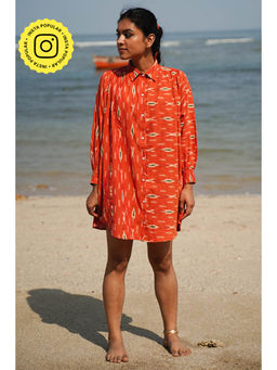 Okhai - Oleander Orange Ikat Shirt Dress (Set of 2)