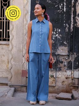 Okhai - Zesty Pure Cotton Blue Pant