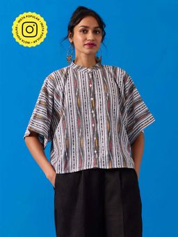 Okhai - Bandha Hand-Embroidered Pure Cotton White Shirt