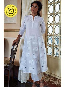 Okhai - Tusk Hand Embroidered Mirror Work Pure Cotton Kurta with Slip (Set of 2)