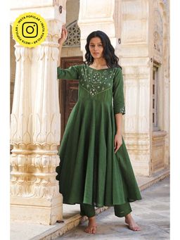 Okhai - Nostalgia' Pure Cotton Hand Embroidered Mirror Work Kurta Pant Set