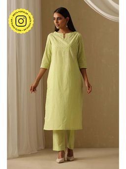 Okhai - Inaayat Chikankari Pure Cotton Kurta Pant Set
