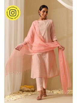 Okhai - Parveen Chikankari and Mukaish Work Pure Cotton Kurta Pant Set with Dupatta