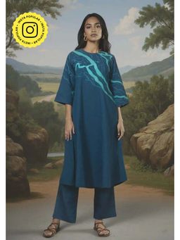 Okhai - Sundarbans Hand Applique and Embroidery Pure Cotton Kurta Pant Set