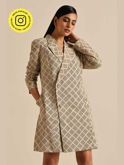 Okhai - Compassionate' Pure Cotton Hand Block Printed Blazer Dress