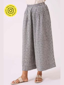 Okhai - Dusk Pure Cotton Ikat Grey Palazzo