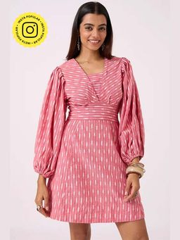 Okhai - Pink Dust Pure Cotton Ikat Dress