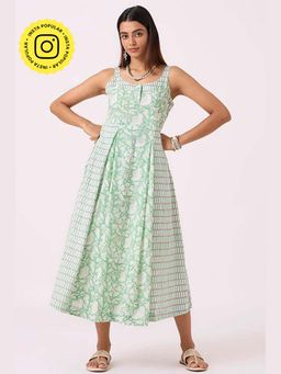 Okhai - Spring Hand Block Printed Pure Cotton Sleeveless Dress