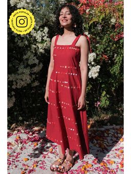 Okhai - Bird Song' Pure Cotton Hand Embroidered Sleeveless Dress