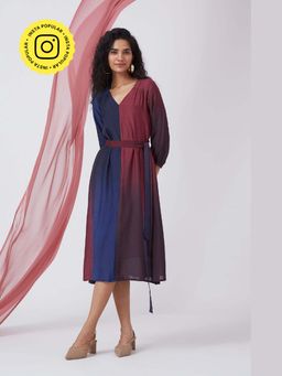 Okhai - Dusky Sky' Ombre V-Neck Modal Silk Dress